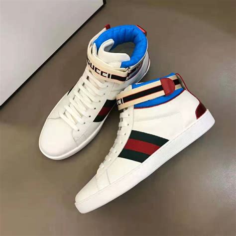 gucci men's stripe high top sneakers|gucci signature high top sneaker.